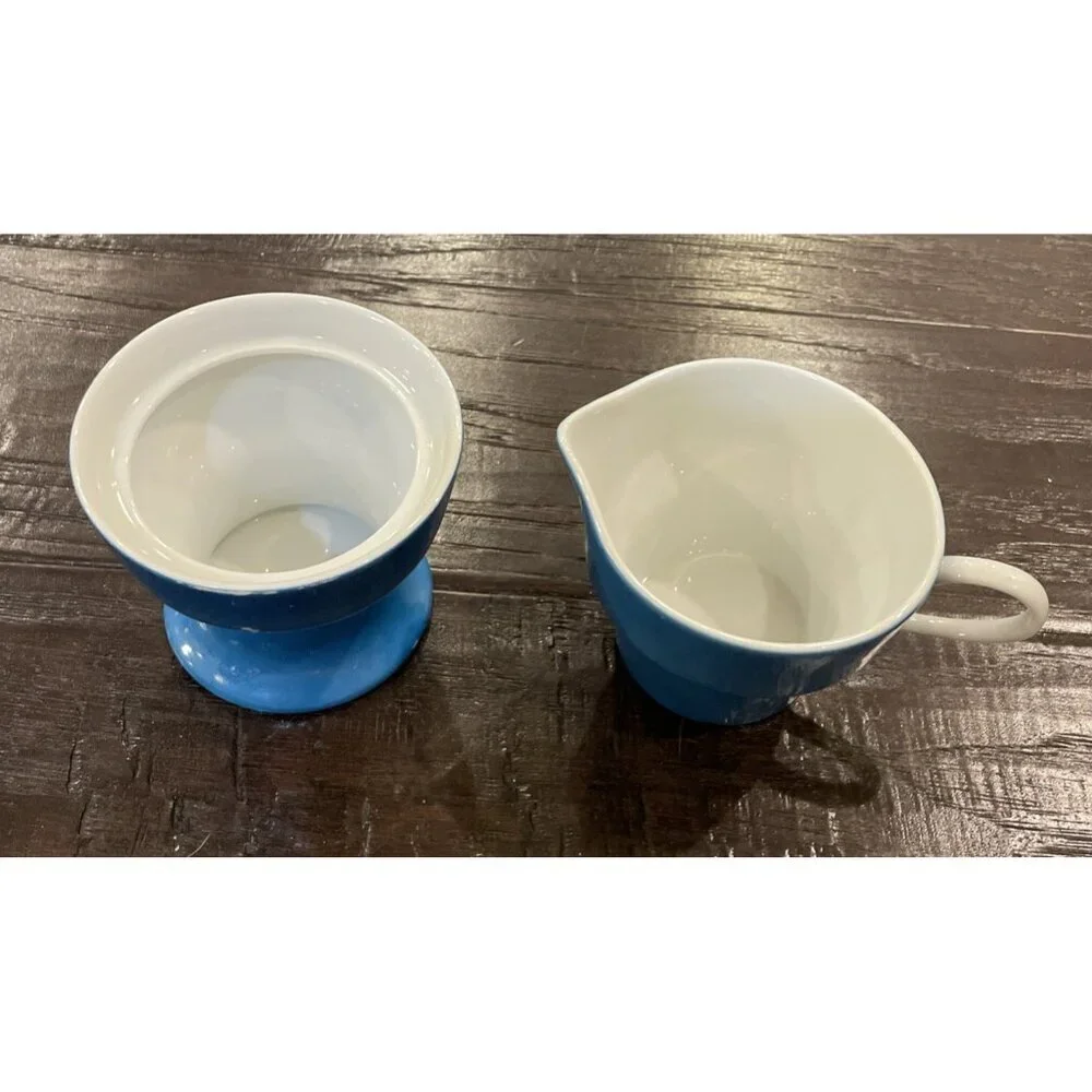 Paul McCobb Contempri San Remo Blue Sugar Bowl Creamer Set NO LID‎ MCM Retro